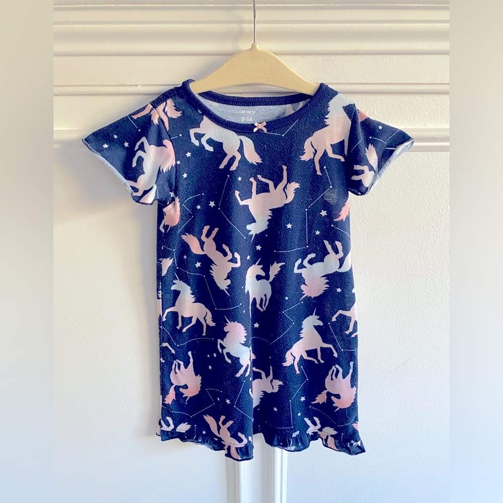 Carter’s 2T Pink and Blue Unicorn Nightgown